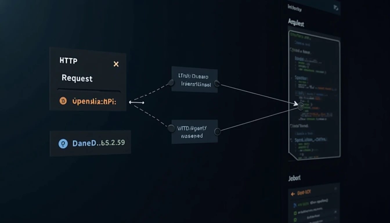n8n workflow editor interface drag and drop nodes automation detailed screenshot showing HTTP request connection to OpenAI API with JSON data structure visible on dark theme UI with connection lines between nodes representing logical flow of information processing